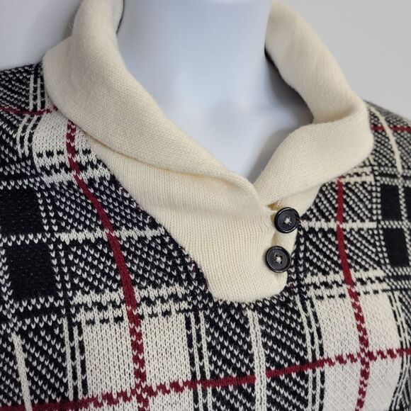 TALBOTS plaid lambswool blend knit light academia sweater poncho XS - Picture 5 of 8